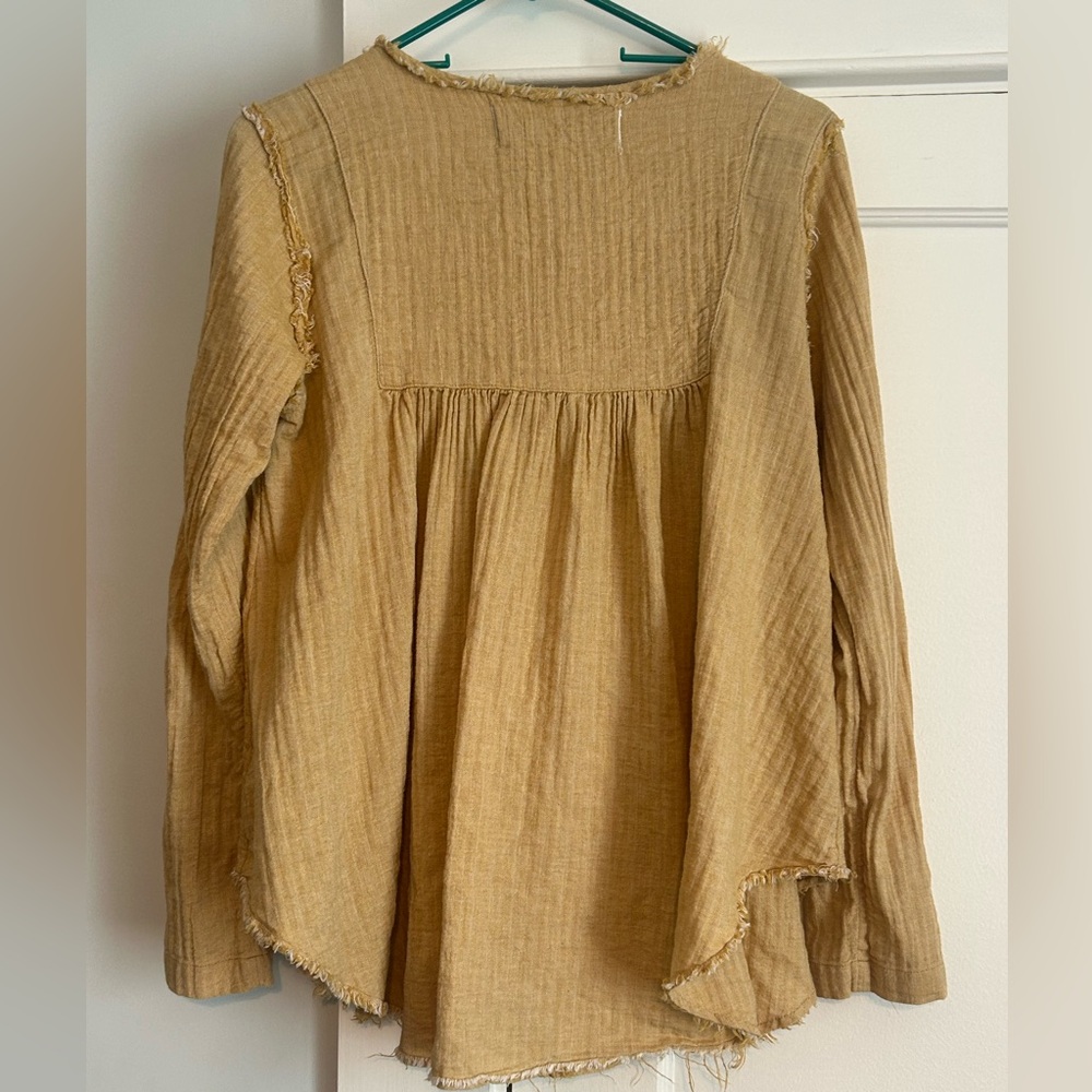 Free People We The Free Women's Sand Dune Cotton Henley Small Mustard Yellow - Picture 2 of 6